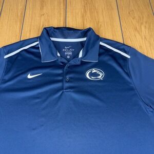 Nike Dri Fit Penn State Nittany Lions Polo Shirt Mens Large Navy Blue